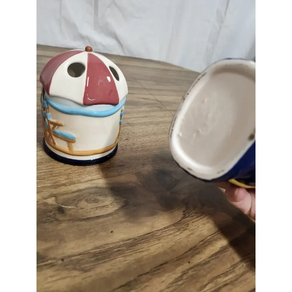 Ocean Theme Under The Sea Beach Vintage Bathroom Set Tooth Brush Holder Set
